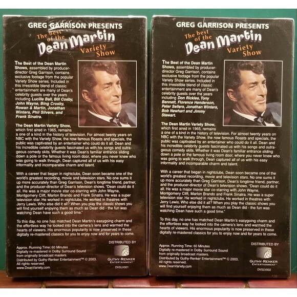 Greg Garrison Presents: The Best of the Dean Martin Varity Show Volume 1 & 2 VHS - Picture 2 of 5